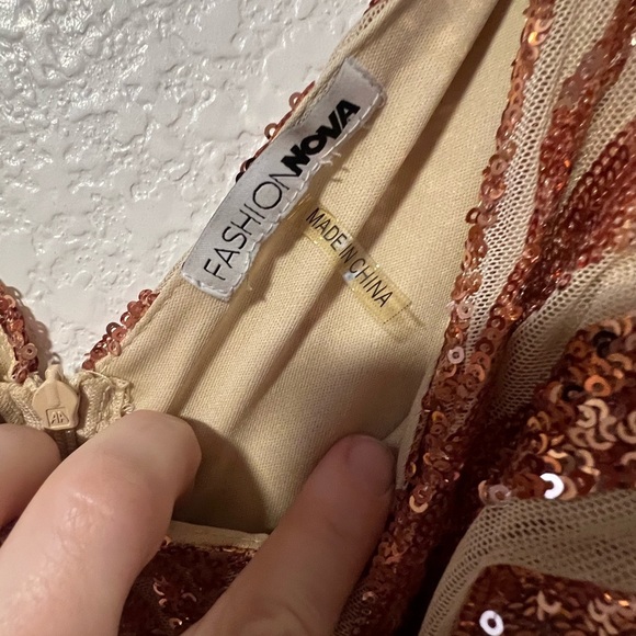 Fashion Nova Radiant Gold and Brown Backless Dress - Picture 4 of 9